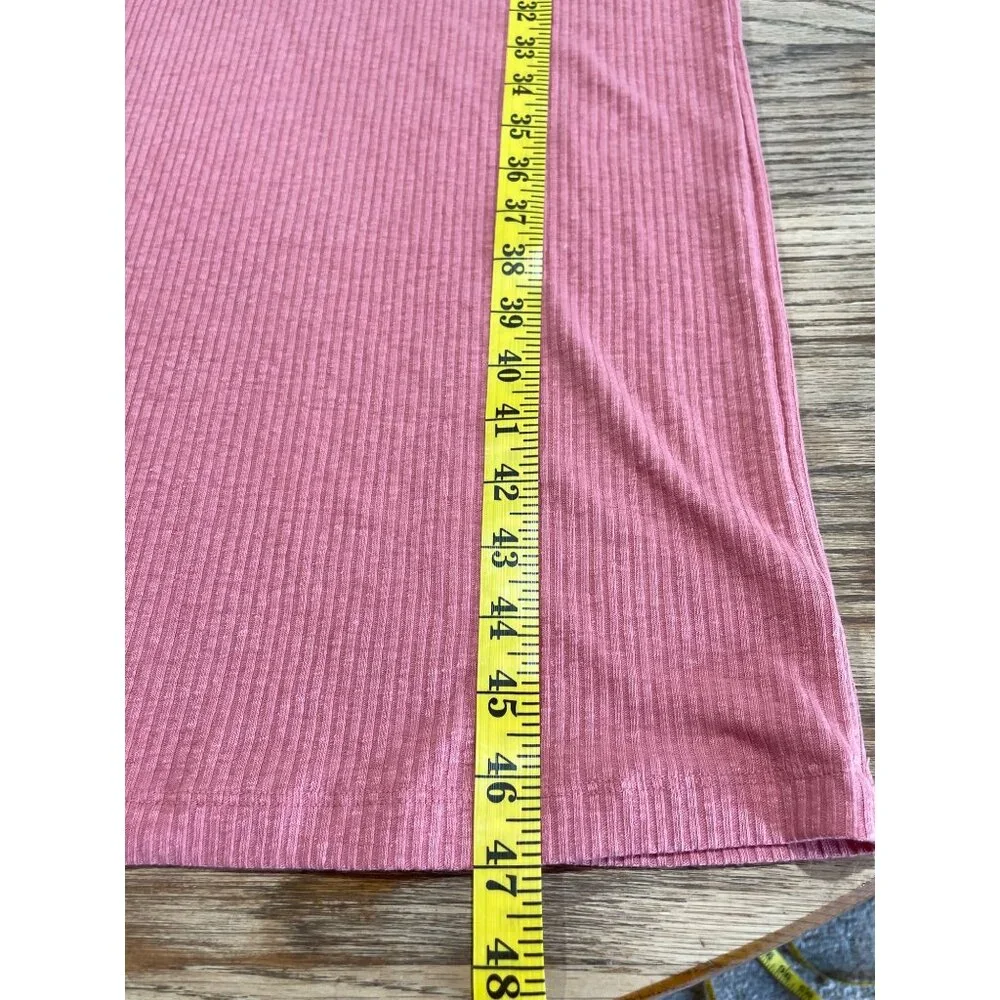 Old Navy Maxi Ribbed Tank Dress Womens M Pink/Coral Linen Blend Sleeveless